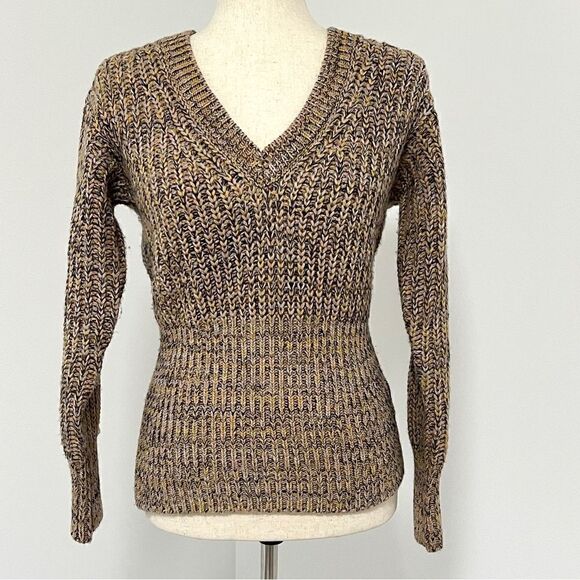 Anthropologie Pilcro & The Letterpress Marika V Neck Slimming Sweater XS Neutral - Picture 2 of 13